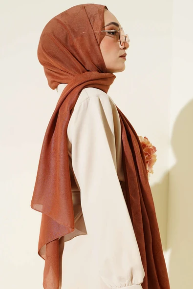 Desenli Monogram Şal Taba - Resim 3