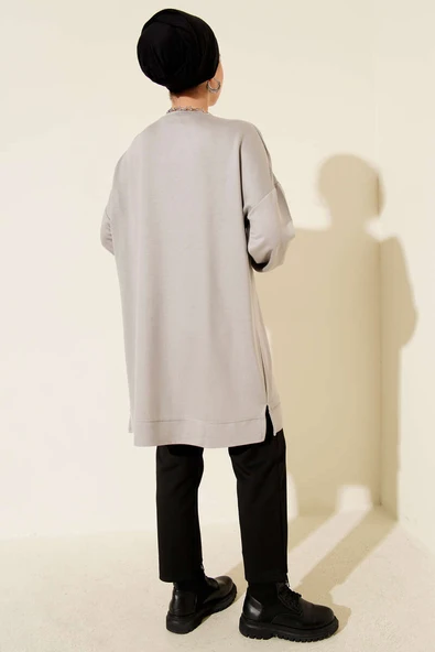 Loyşa Arma Detaylı Salaş Tunik Gri - Resim 3