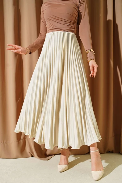 Fırfırlı Pileli Bel Lastikli Etek Taş ürün görseli 1