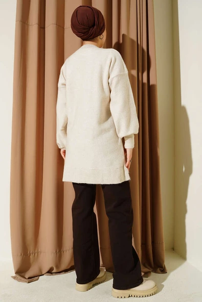 Kiraz Salkımlı Kabartma Yumoş Triko Tunik Taş - Resim 3