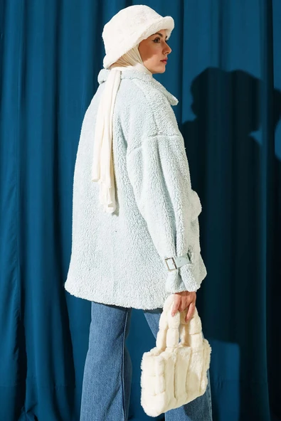 Toylor Fermuarlı Peluş Mont Su Yeşili - Resim 3