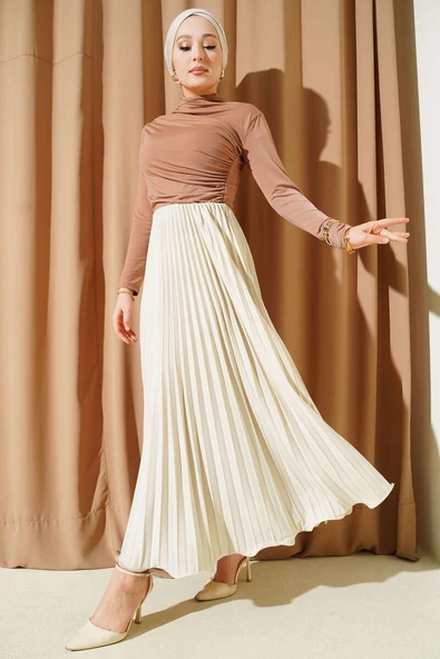 Fırfırlı Pileli Bel Lastikli Etek Taş - Resim 2