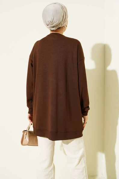 Baklava Taşlı Loyşa Tunik Kahve - Resim 3