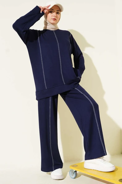 Çoban Dikiş Detaylı Loyşa İkili Takım Lacivert - Resim 2