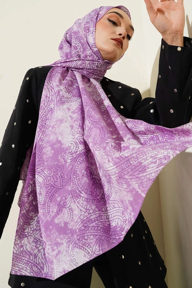 Vintage Gül Desenli Şal Lila ürün görseli 1