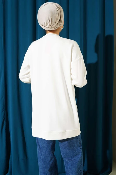 Baklava Taşlı Loyşa Tunik Ekru - Resim 3