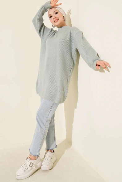 Selanik Örgü Yumoş Triko Tunik Mint - Resim 2