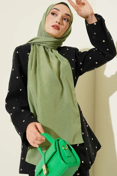 Desenli Monogram Şal Fıstık Yeşili ürün görseli 1