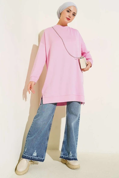 Loyşa Armalı Basic Tunik Pembe - Resim 2