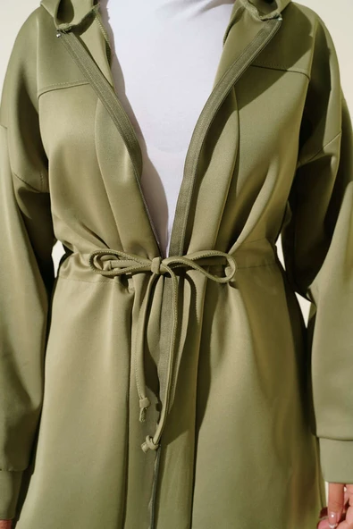 Kapüşonlu Bel Tünelli Bağcıklı İkili Takım Çağla Yeşili - Resim 4