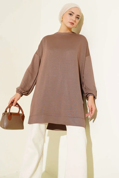 Loyşa Arma Detaylı Salaş Tunik Kahve - Resim 2