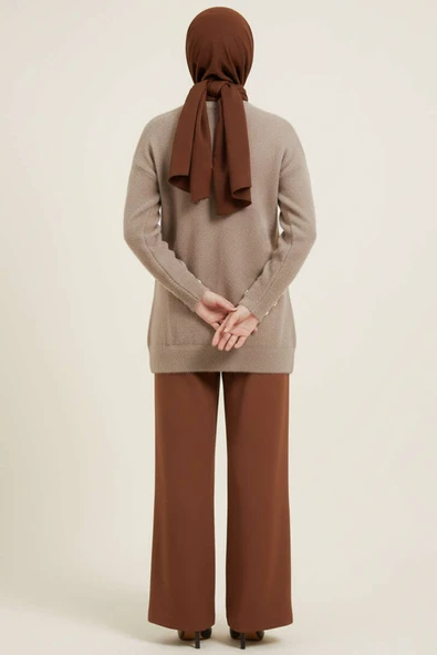 Yaka İncili Sakallı Tunik Vizon - Resim 3