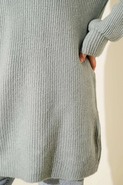 Selanik Örgü Yumoş Triko Tunik Mint - Resim 4
