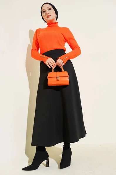 Saç Örgü Fırfırlı Triko Body Oranj - Resim 2