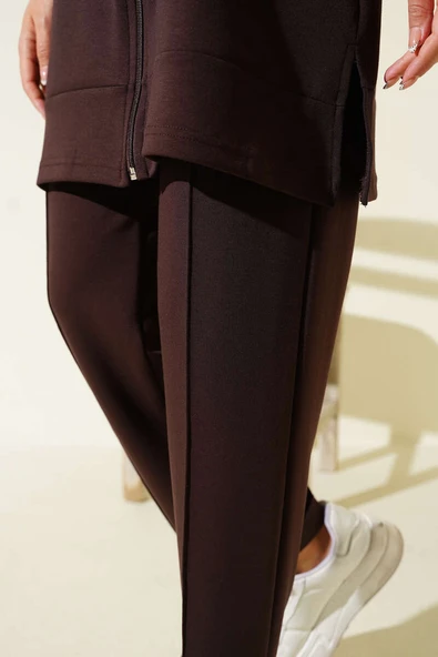 Loyşa Basic Kapüşonlu İkili Takım Kahve - Resim 4