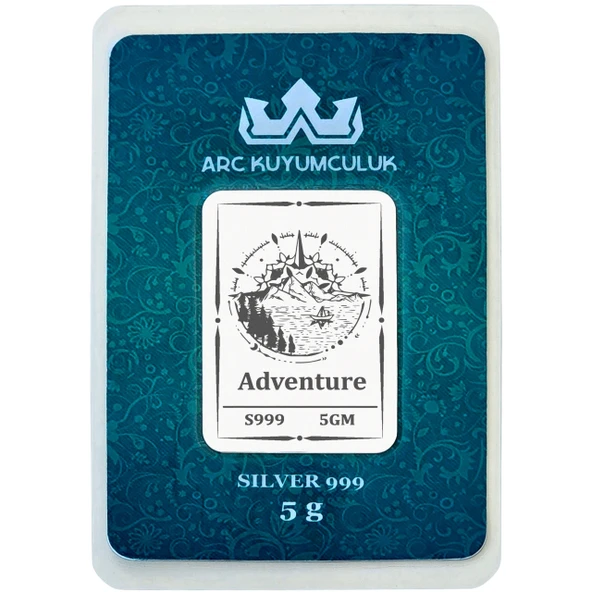 Pusula Temalı 999 Ayar Gümüş ile Tasarlanmış Hediyeye Özel 5 Gram Gümüş Külçesi-714 ürün görseli