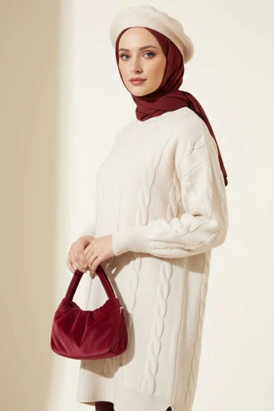 Sarmal Kabartmalı Yumoş Triko Tunik Taş ürün görseli