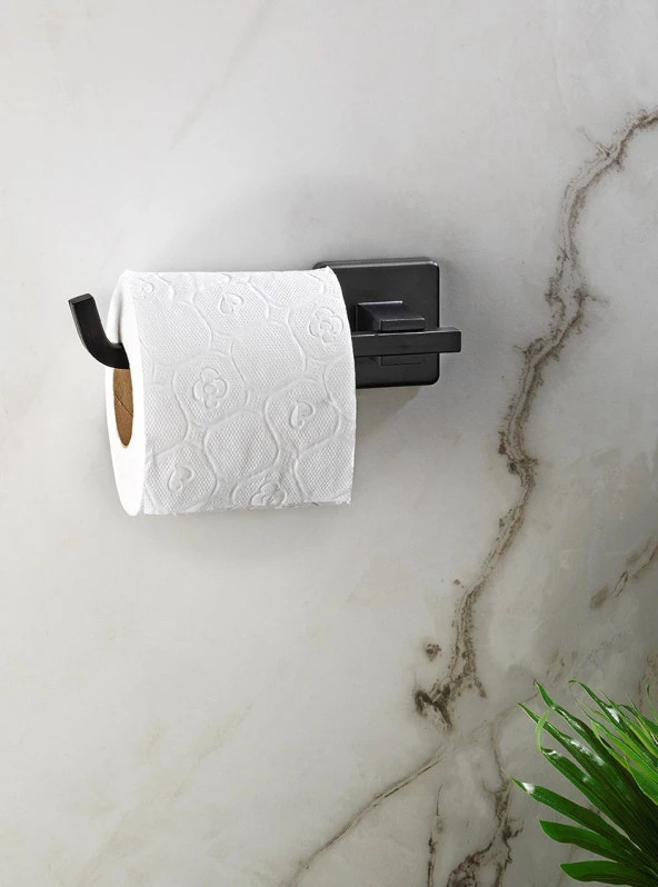 SAS Ömür Boyu Paslanmaz Tuvalet Wc  Kağıtlığı Siyah D-010