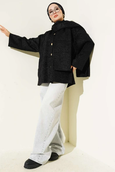 Atkılı Sakallı Ceket Siyah - Resim 2