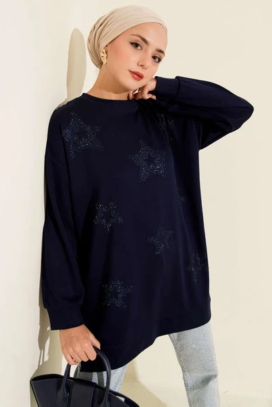 Mini Yıldız Taşlı Tunik Lacivert ürün görseli