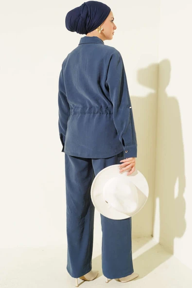 Bel Tünelli Çift Cepli İkili Takım Lacivert - Resim 3