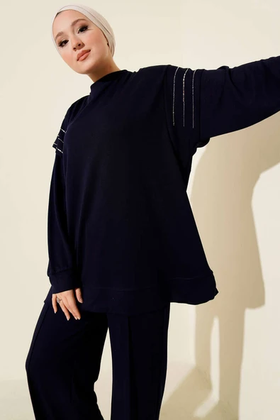 Sıra Taş Detaylı Loyşa İkili Takım Lacivert - Resim 2