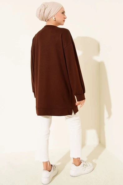 Mini Yıldız Taşlı Tunik Kahve - Resim 3