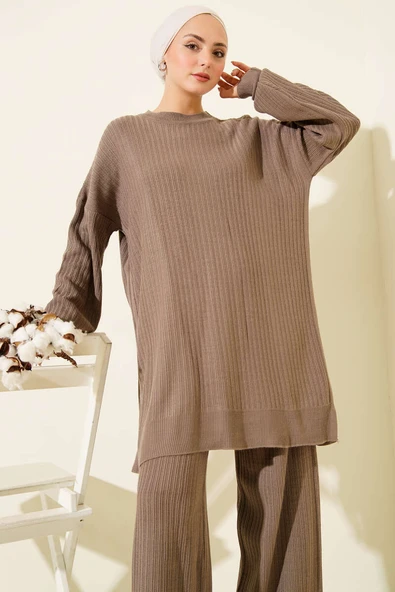 Fitilli Basic Triko İkili Takım Vizon - Resim 2