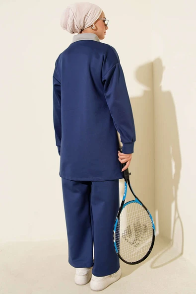 Cep Kapak Detaylı Scuba İkili Takım Lacivert - Resim 3