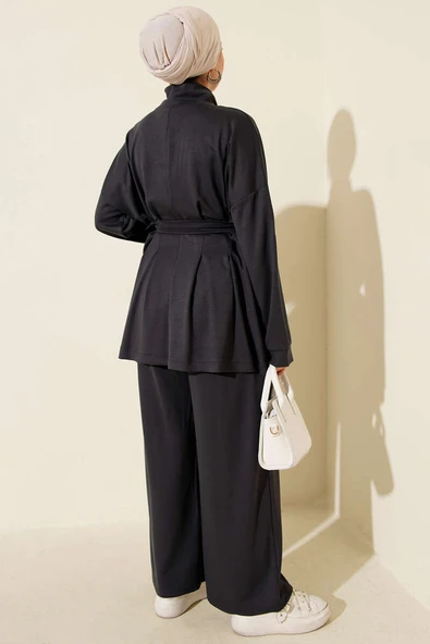 Kemer Tokalı Pensli İkili Takım Füme - Resim 3