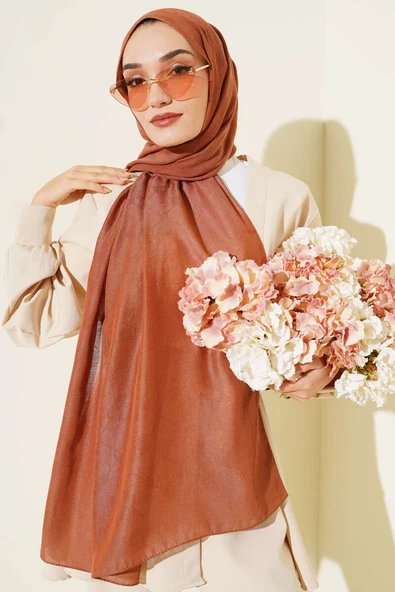 Desenli Monogram Şal Taba - Resim 2