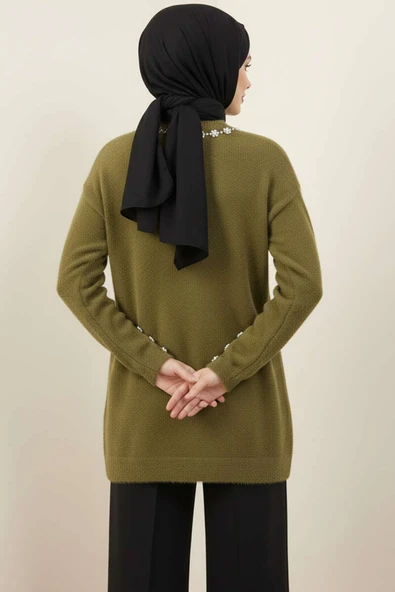 Yaka İncili Sakallı Tunik Haki - Resim 3