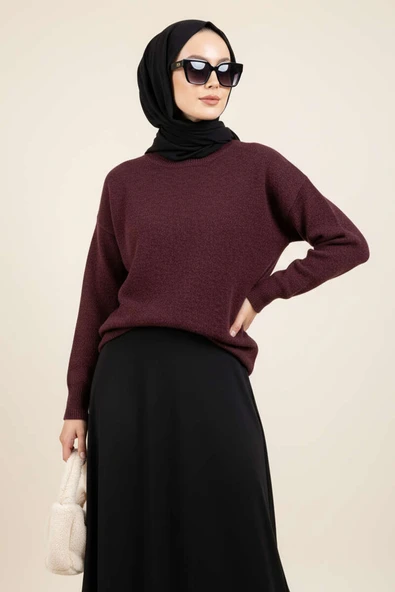 Salaş Yumoş Triko Kazak Bordo ürün görseli