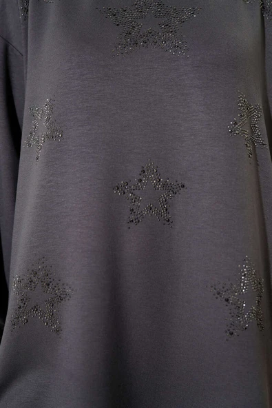 Mini Yıldız Taşlı Tunik Füme - Resim 4