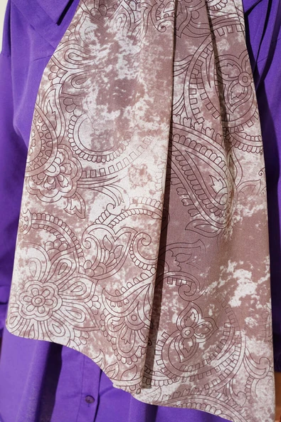 Vintage Gül Desenli Şal Soft Kahve - Resim 4