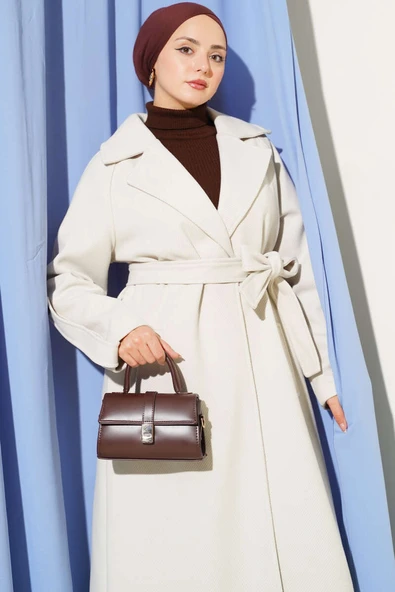 Fitilli Kuşaklı Kaşe Kaban Taş - Resim 2