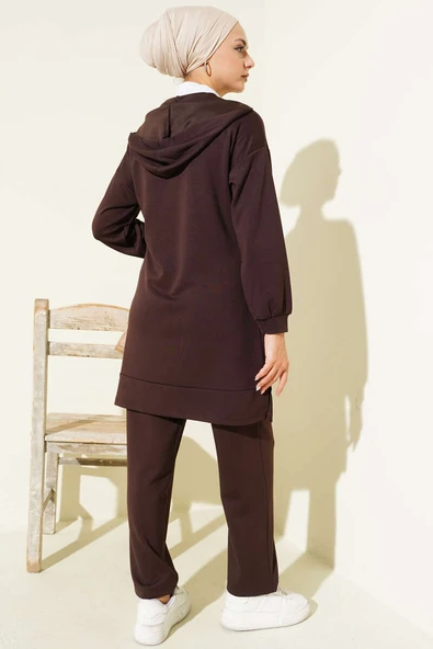 Loyşa Basic Kapüşonlu İkili Takım Kahve - Resim 3