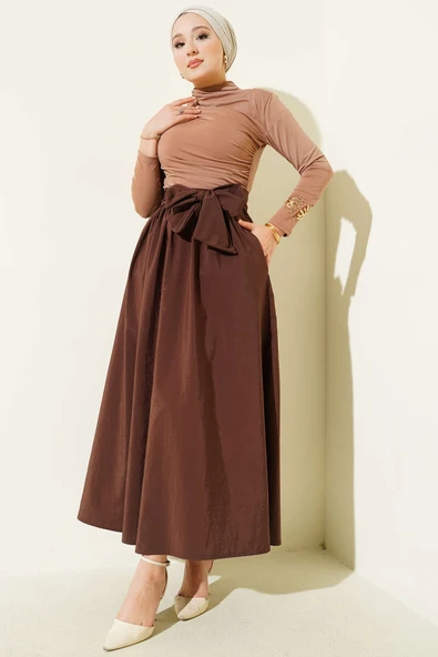 Kuşaklı Çan Etek Kahve - Resim 2