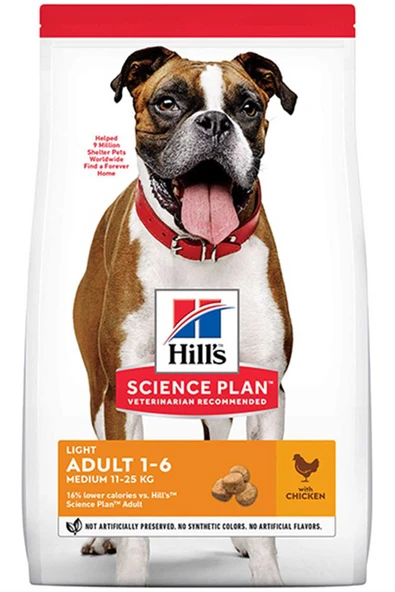 Hills light adult medium 14kg tavuklu orta ırk yetişkin diyet köpek maması ürün görseli
