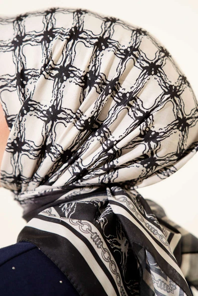 Desenli Siyah Serisi Eşarp Asorti 6 - Resim 4