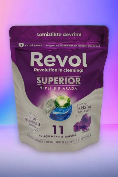 REVOL Superior Hepsi Bir Arada Bulaşık Makinesi Kapsülü Tableti 11 Yıkama - Resim 2