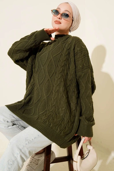 Örme Triko Kazak Haki ürün görseli 1