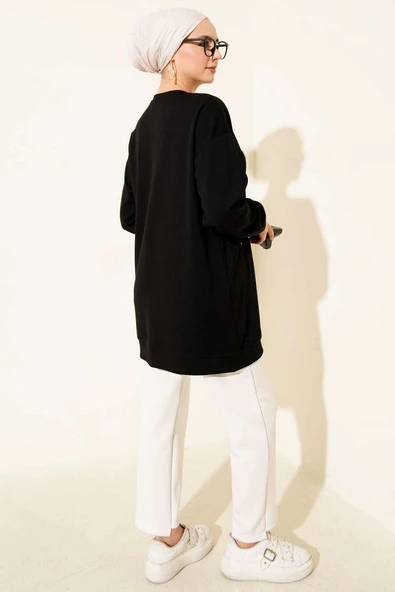 Loyşa Yuvarlak İncili Tunik Siyah - Resim 3