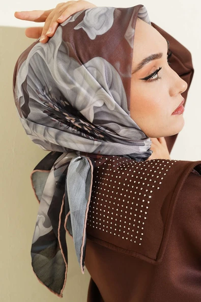 Desenli Demore Latte Serisi Eşarp Asorti 3 - Resim 2