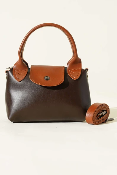 Mini Classic Çıtçıtlı Kadın El Çantası Acı Kahve - Resim 2