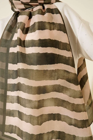 Stick Desen Lina Şal Zümrüt - Resim 4