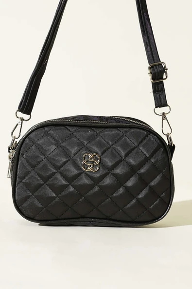 Metal Armalı 3 Bölmeli El Çantası Siyah - Resim 2