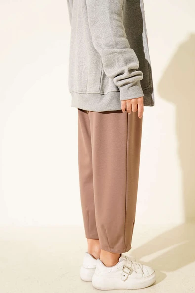 Bel Lastikli Çımalı Loyşa Pantolon Kahve - Resim 3