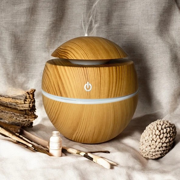 Ahşap Görünümlü Mini Ultrasonik Aroma Difüzör ve Hava Nemlendiric ürün görseli 1
