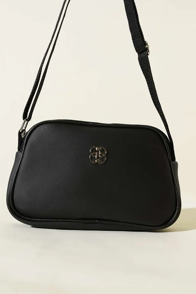 Armalı 3 Bölmeli Fermuarlı Çanta Siyah - Resim 2